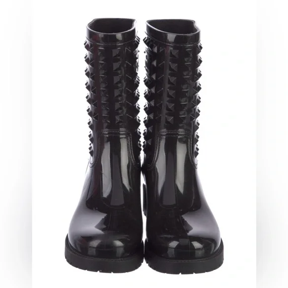 VALENTINO Rock Stud Glossy Rubber Rainboots - Size 9 - Picture 5 of 16
